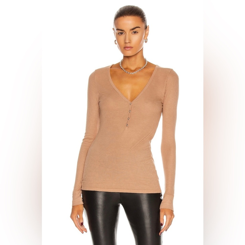 ENZA COSTA Silk Sleeve Henley Top
